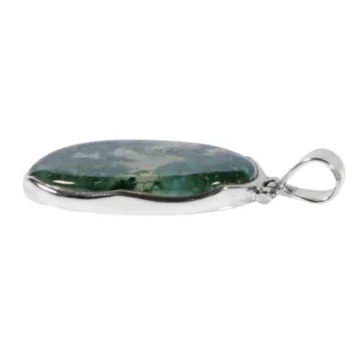 Anhänger mit Moosachat Oval – Handgefertigt aus 925 Silber