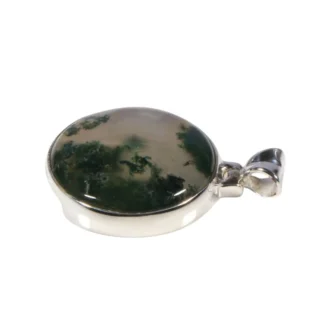 Anhänger mit Moosachat Rund – Handgefertigt aus 925 Silber