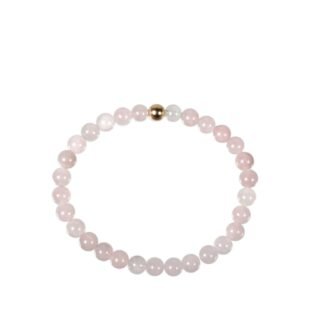 Rosenquarz Armband Goldperle 6 mm