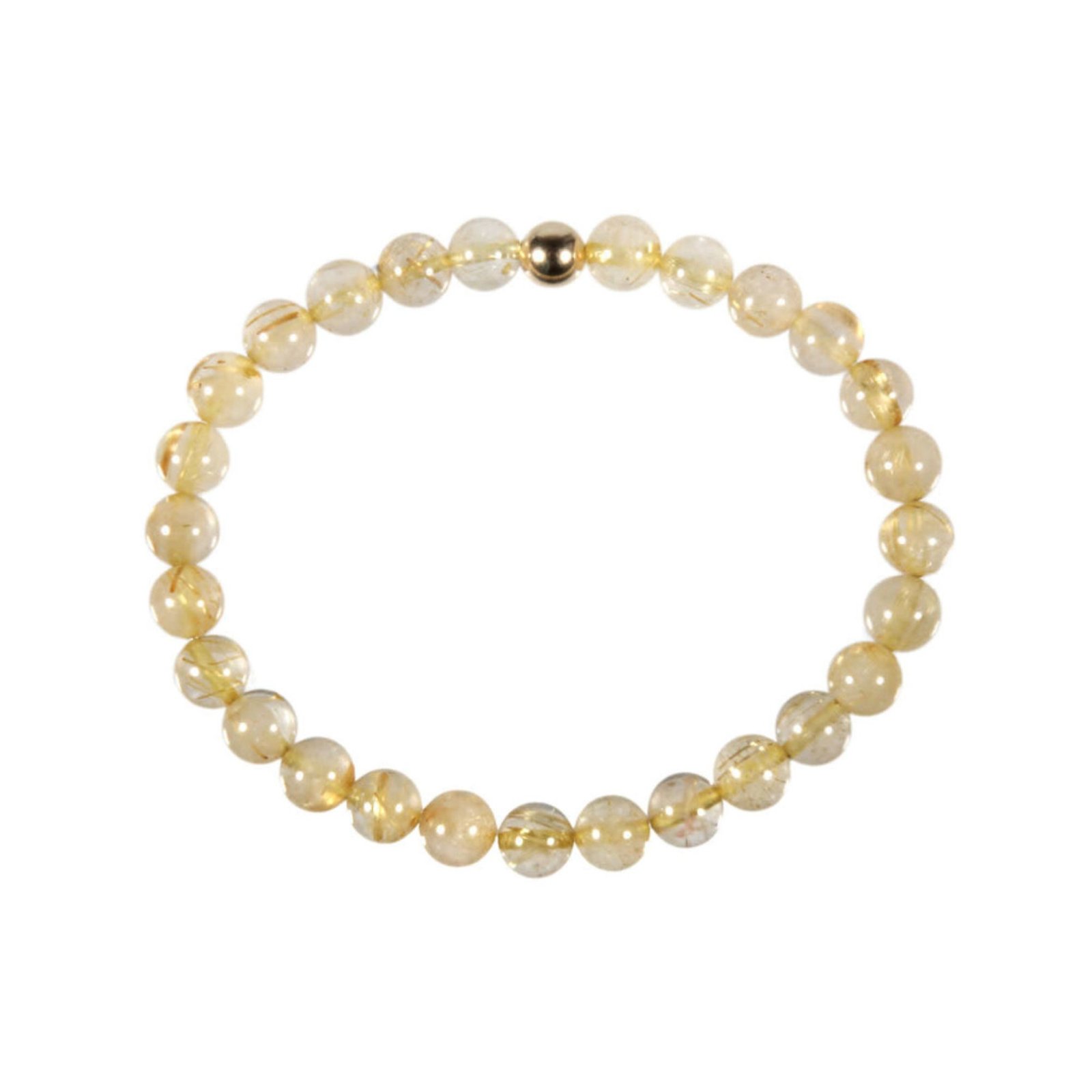 Rutilquarz Armband Goldperle 6 mm