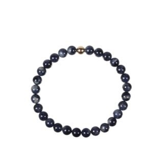 Saphir Armband Goldperle 6 mm – elastisch & klärend