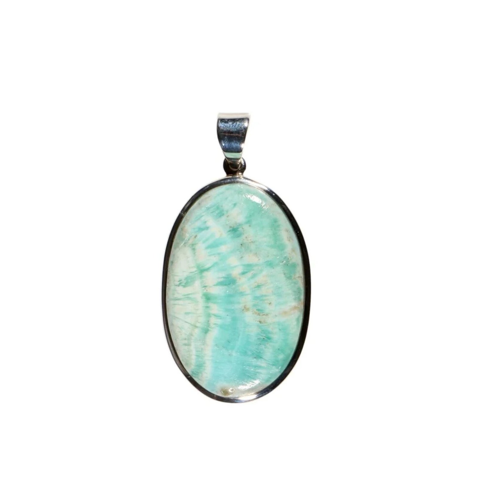 Anhänger mit Karibikblauem Calcit Oval Blau