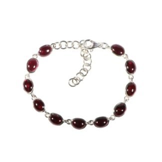 Silberarmband Granat oval