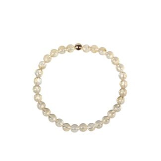 Armband mit Citrin Gelb – Elastisches Edelsteinarmband mit 14K Goldperle