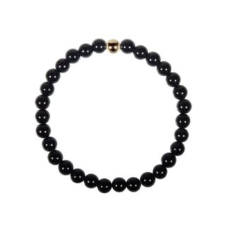 Obsidian Armband Goldperle 6 mm