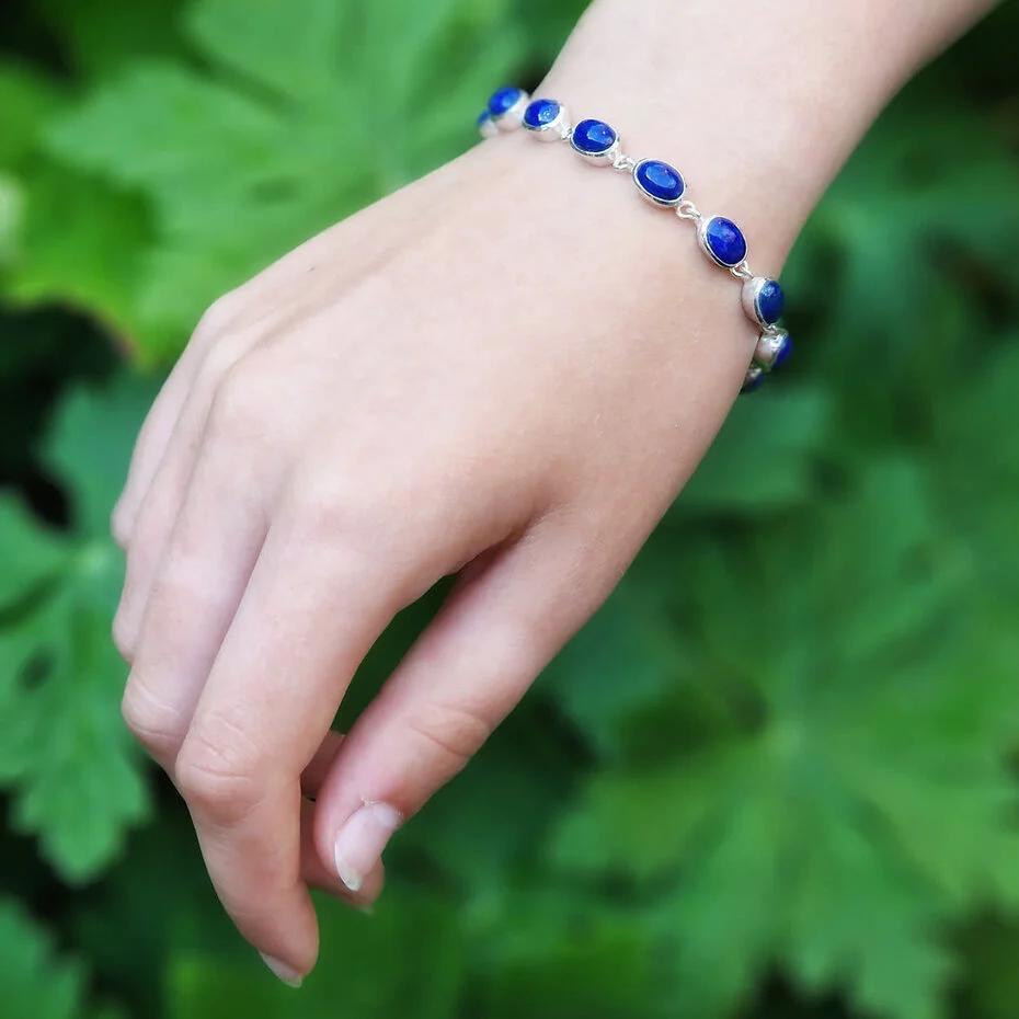 Silberarmband Lapis Lazuli oval