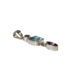 Silberanhänger mit Amethyst Aquamarin Turmalin – Facettierter Edelsteinschmuck aus 925 Silber – Saphir & Smaragd Silberanhänger mit Amethyst Aquamarin Turmalin