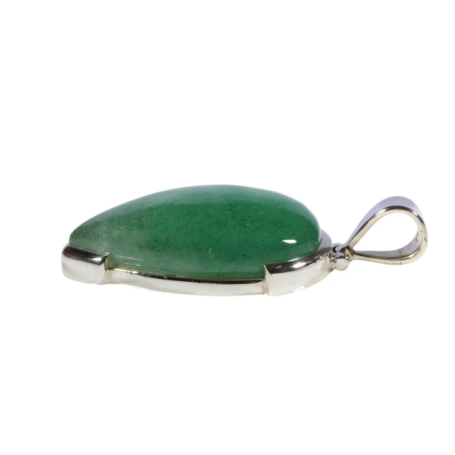 zilveren-hanger-aventurijn-druppel-32-x-21-cm (1) Silberanhänger Aventurin Tropfen Grün – Edelsteinschmuck aus 925 Silber