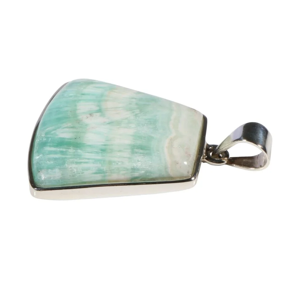 Anhänger mit Karibikblauem Calcit Trapez Blau – 925 Silber Unikat