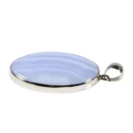 Anhänger mit Chalcedon Oval Blau – 925 Silber Edelsteinanhänger