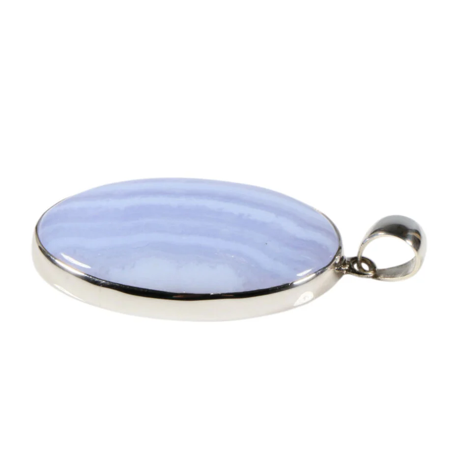 Anhänger mit Chalcedon Oval Blau – 925 Silber Edelsteinanhänger