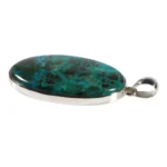 Silberanhänger mit Chrysokoll Oval – Einzelstück aus 925 Silber – Saphir & Smaragd Silberanhänger mit Chrysokoll Oval