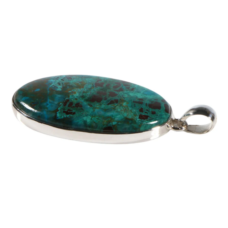 zilveren-hanger-chrysocolla-ovaal-38-x-23-cm (1) Silberanhänger mit Chrysokoll Oval