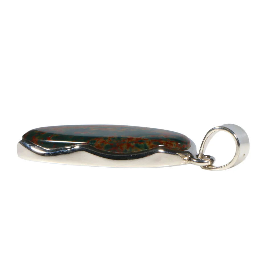 Silberanhänger mit Heliotrop Oval – Einzelstück aus 925 Silber